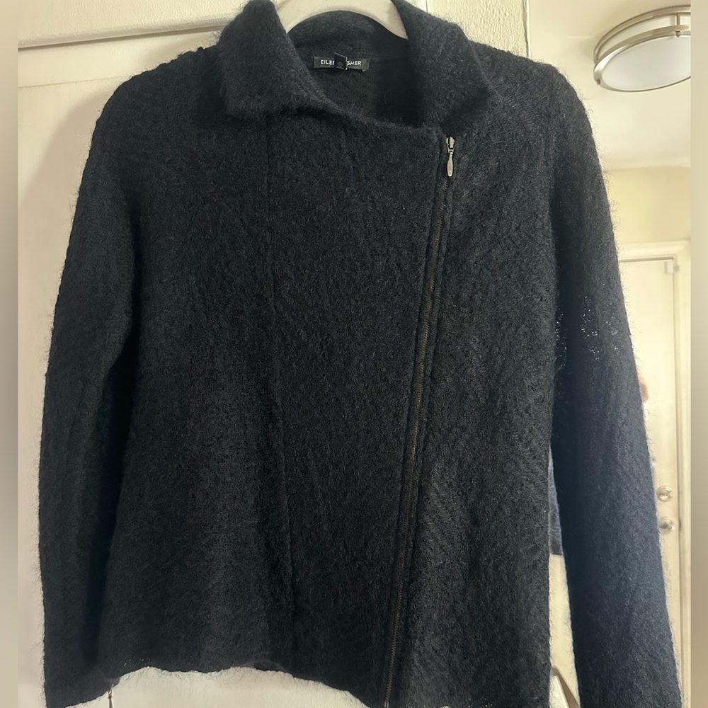 NWT Eileen Fisher Black Mohair Zip-Up Sweater • Size XS • Orig. $220 - Picture 3 of 9